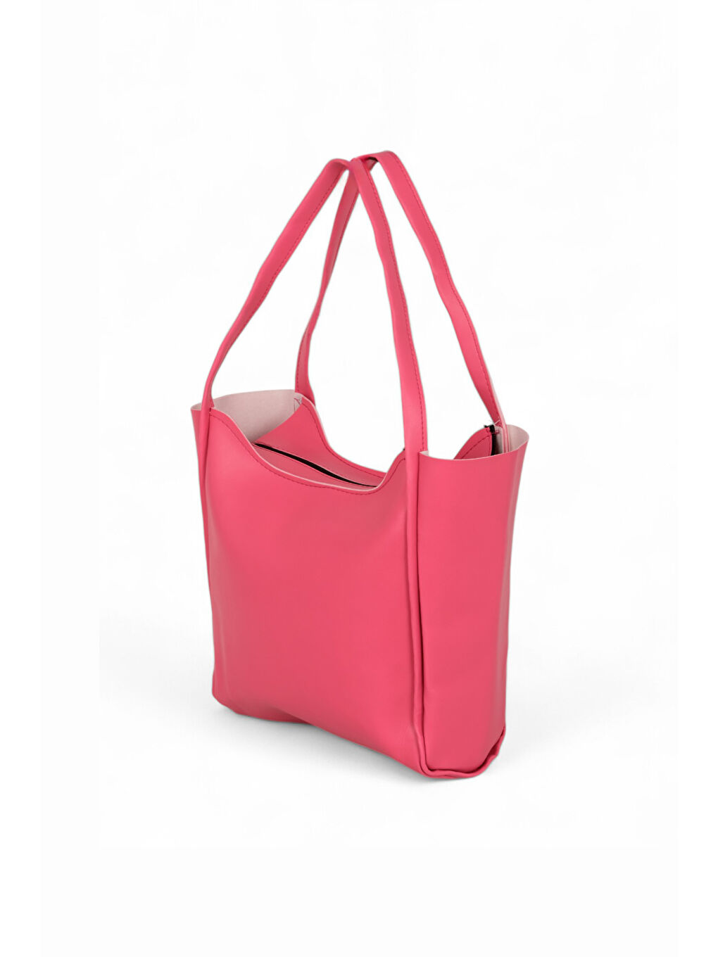 Kadın Fuşya Çift Saplı Suni Deri Omuz Çantası-1