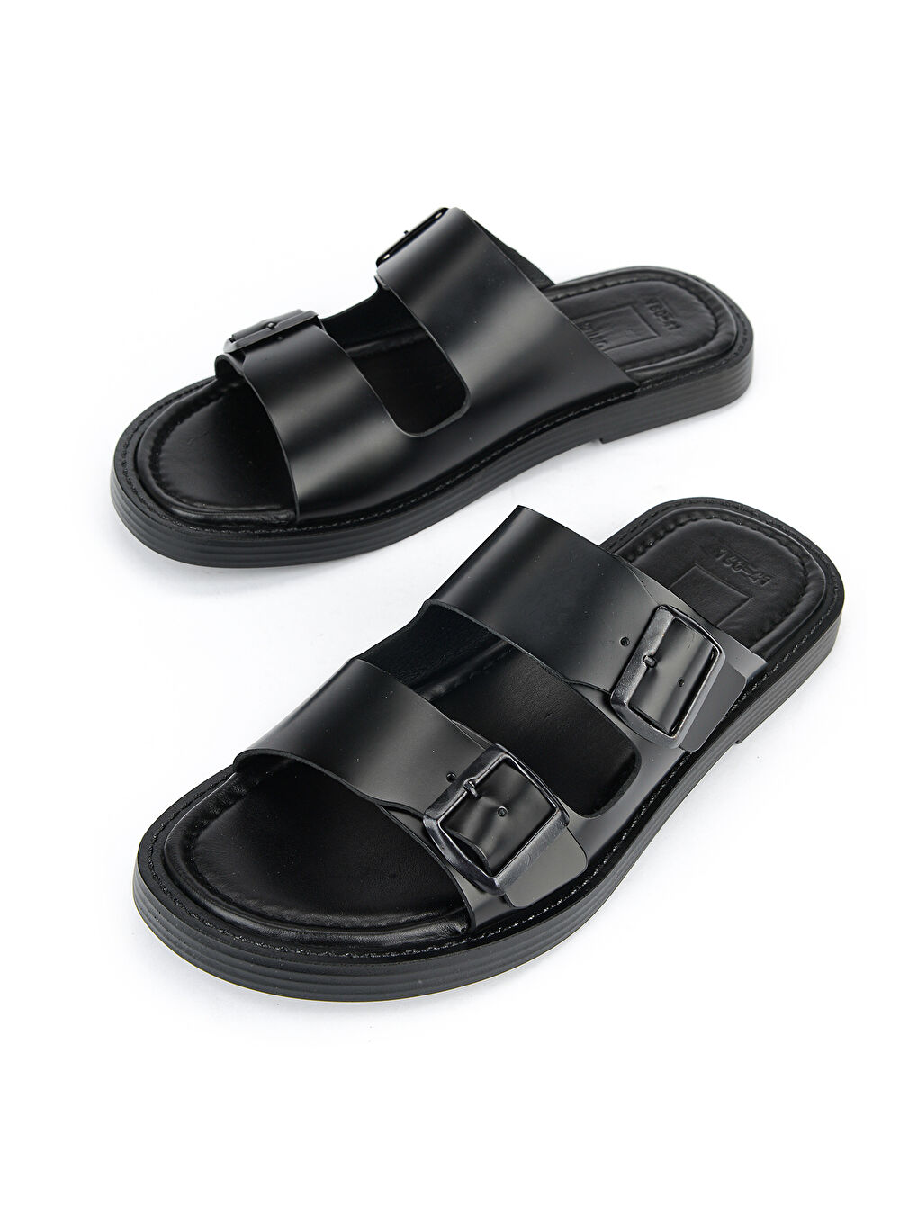 Erkek Hakiki Deri Terlik 1611045ZM160 Siyah-4