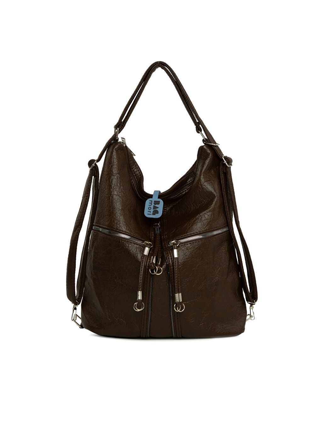 Kahverengi Yumuşak Dokulu Elcik Detaylı Askılı ve Sırt Salaş Çanta