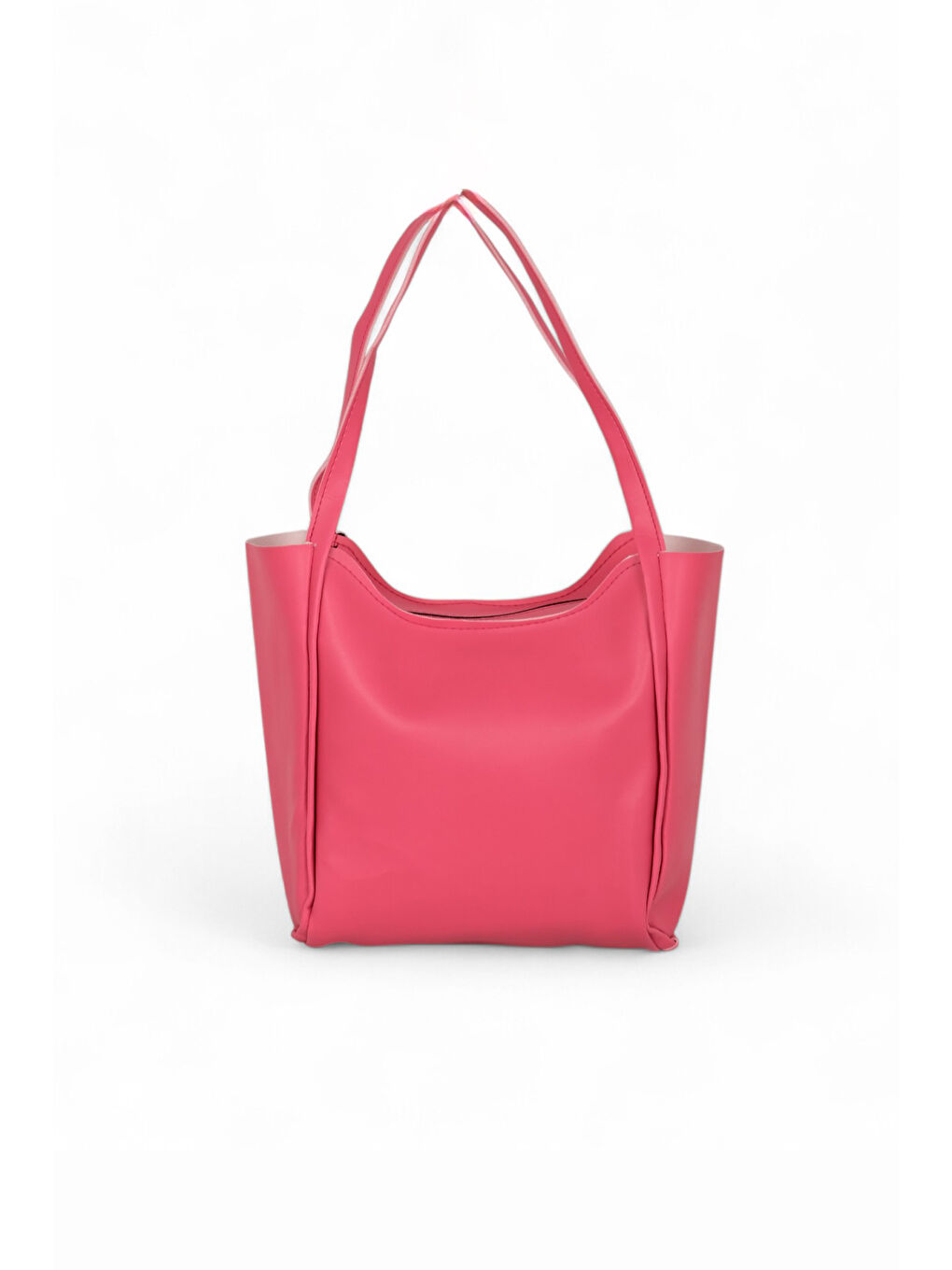 Kadın Fuşya Çift Saplı Suni Deri Omuz Çantası-2