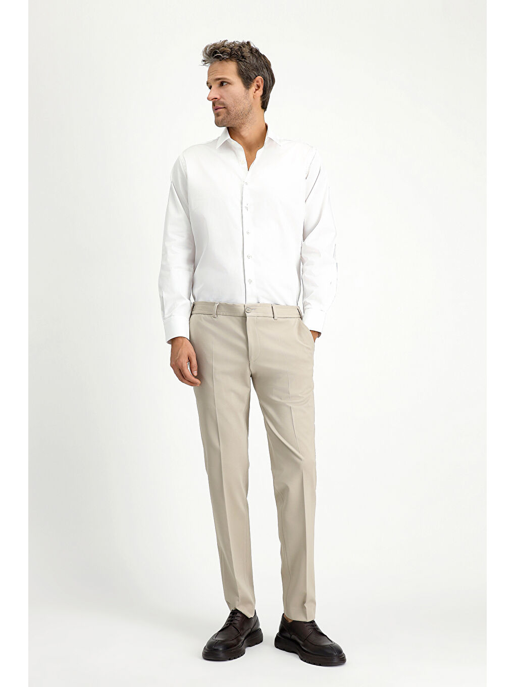 Beyaz Uzun Kol Klasik Pamuk Gömlek-1