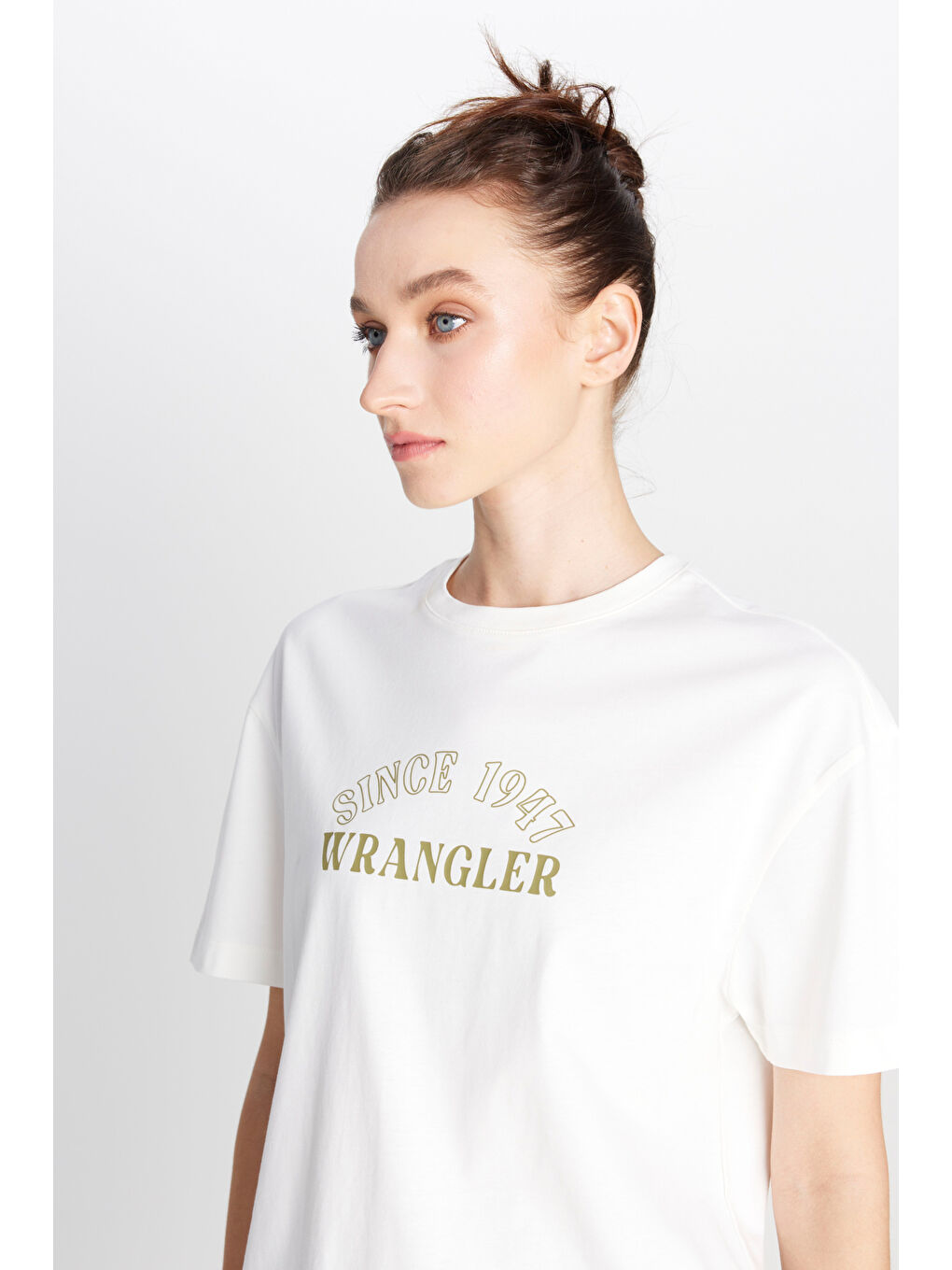 Regular Fit Normal Kesim Bisiklet Yaka %100 Pamuk Kırık Beyaz Tişört-3