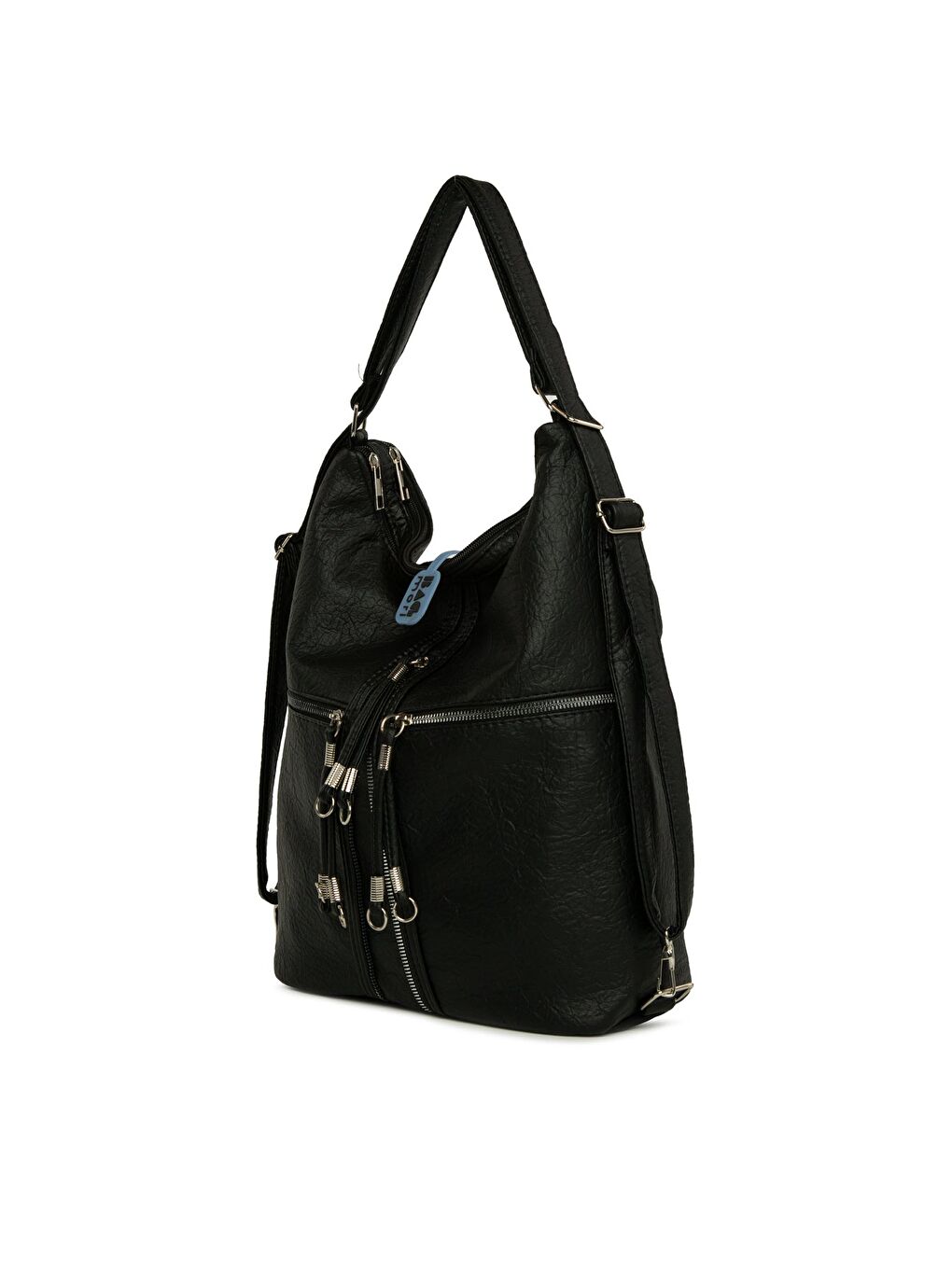 Siyah Yumuşak Dokulu Elcik Detaylı Askılı ve Sırt Salaş Çanta-1