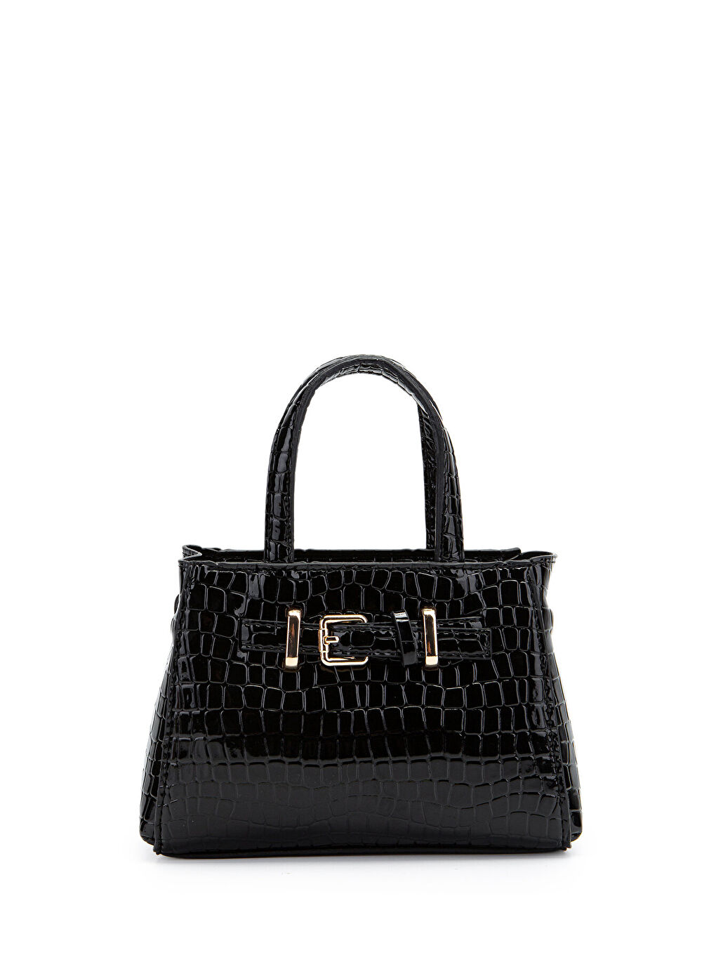 Kemer Detaylı Mini Nadia Kadın Çapraz Çanta Siyah Croco