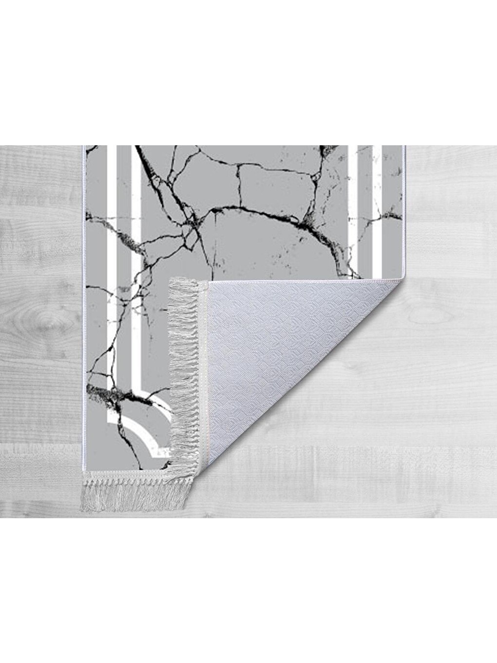 Kaymaz Taban Dijital Baskı Kadife Halı Linear Stone Gri 150x220 Cm-1