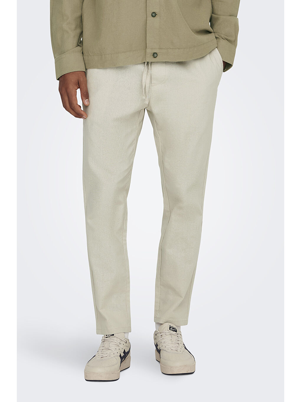 Bej Onslinus Keten ve Pamuk Karışımlı Tapered Fit Daralan Paça Pantolon 22024966