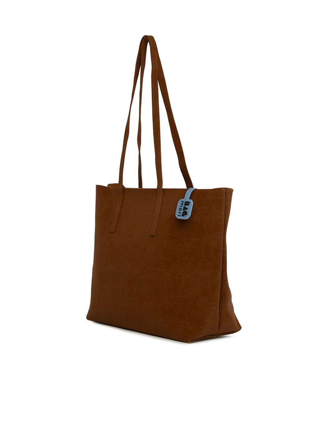 Kahverengi İnce Askılı Fermuarlı Nubuk Tote Çanta-1