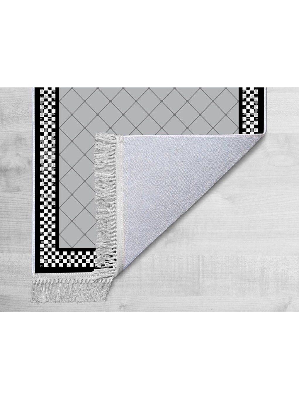 Kaymaz Taban Dijital Baskı Kadife Halı Dama Gri 150x220 Cm-1