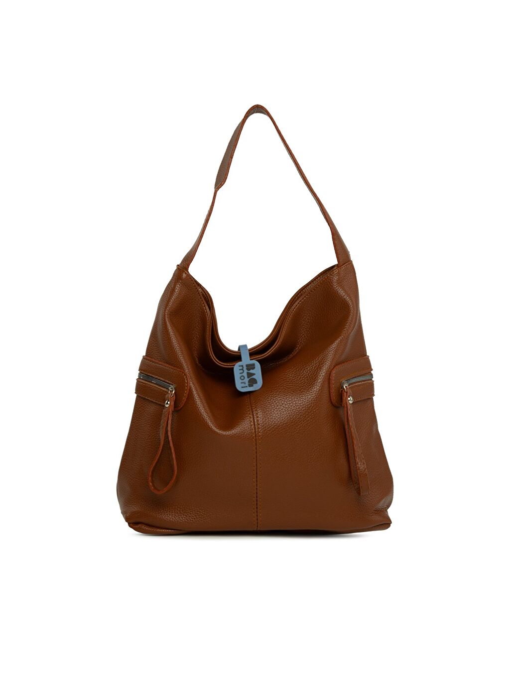 Kahverengi Dokulu Yan Fermuar Detaylı Salaş Çanta