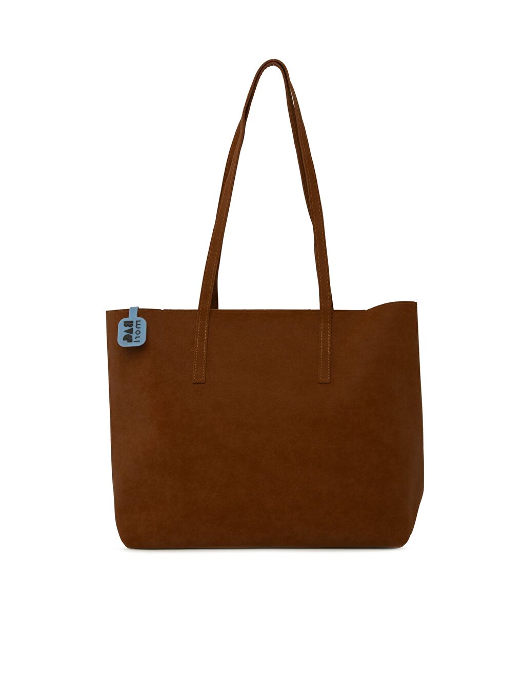 Kahverengi İnce Askılı Fermuarlı Nubuk Tote Çanta-2