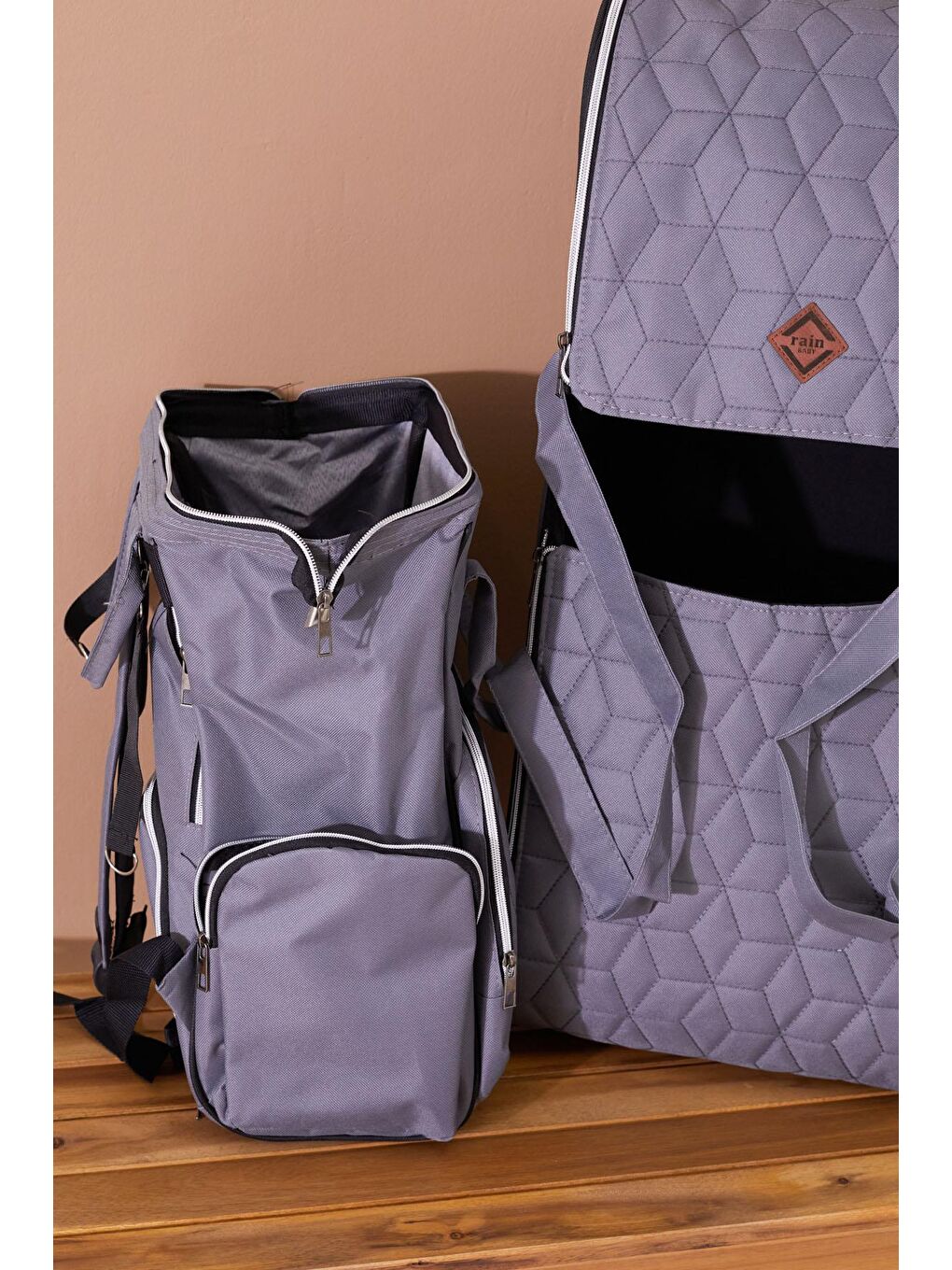 Gri Bebek Taşıma Çantası ve Termal Bakım Seti Çantası 2'li Set 19209-3