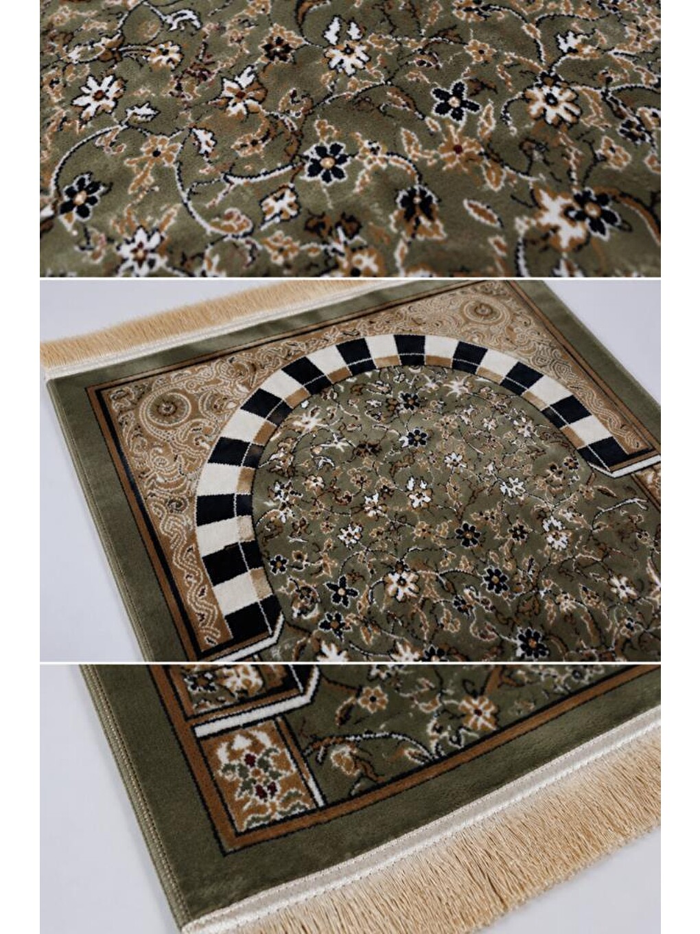 Yeşil Rawza Bambu Halı Seccade 70x110 Cm-2