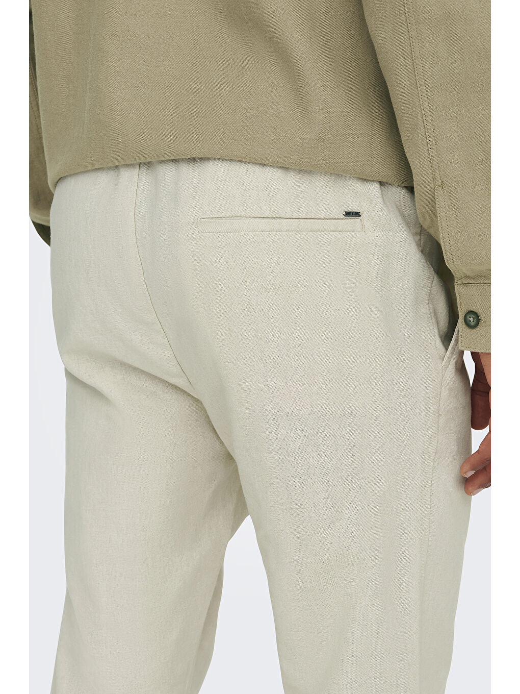 Bej Onslinus Keten ve Pamuk Karışımlı Tapered Fit Daralan Paça Pantolon 22024966-4