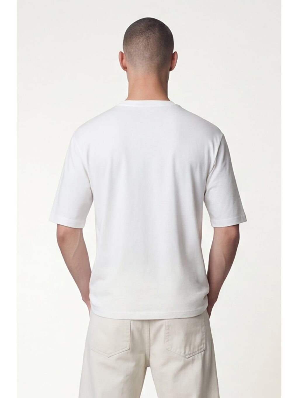 Giotelli Erkek Ekru Normal Kesim Regular Fit Bisiklet Yaka Tişört-4