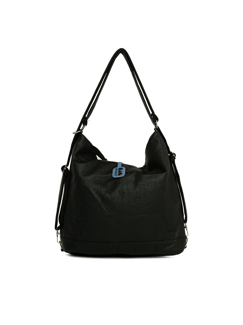 Siyah Yumuşak Dokulu Çift Çapraz Fermuarlı Askılı ve Sırt Salaş Çanta-2