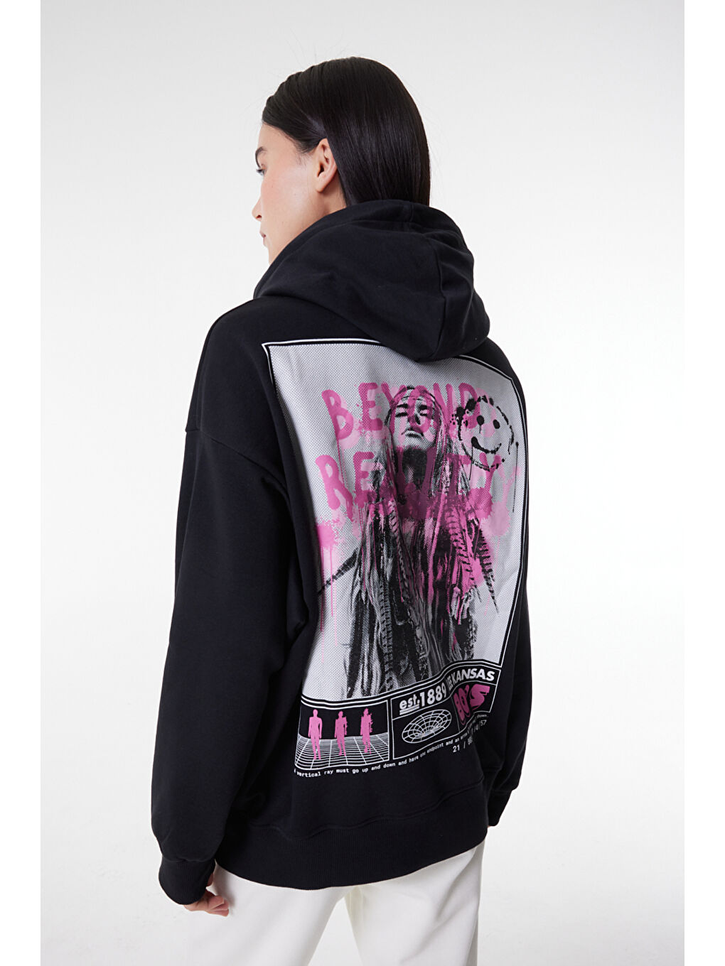 Regular Fit Normal Kesim Kapüşonlu İçi Polarlı Siyah Sweatshirt-1