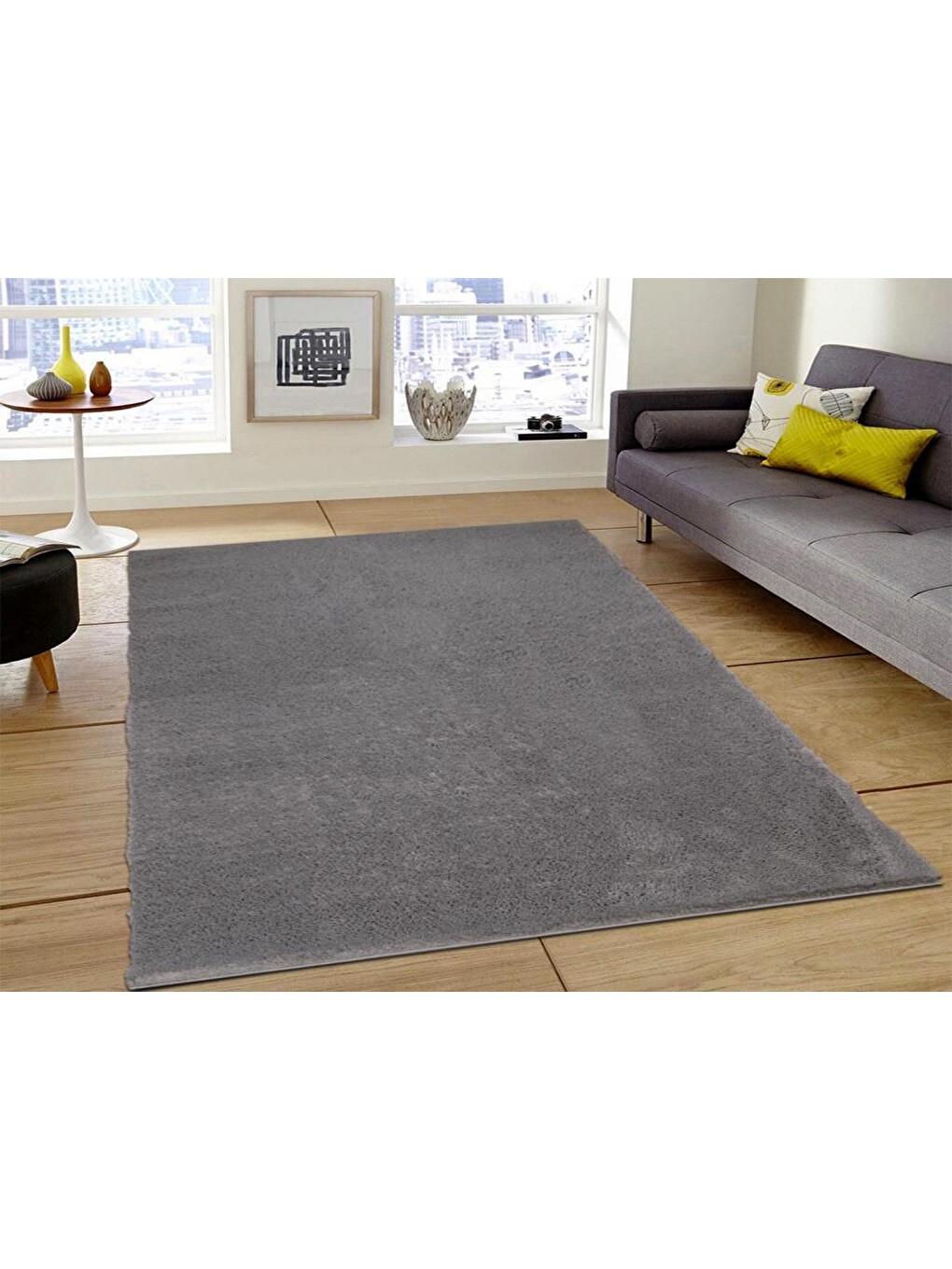Soft Plain Gri Dikdörtgen Halı 150x230cm