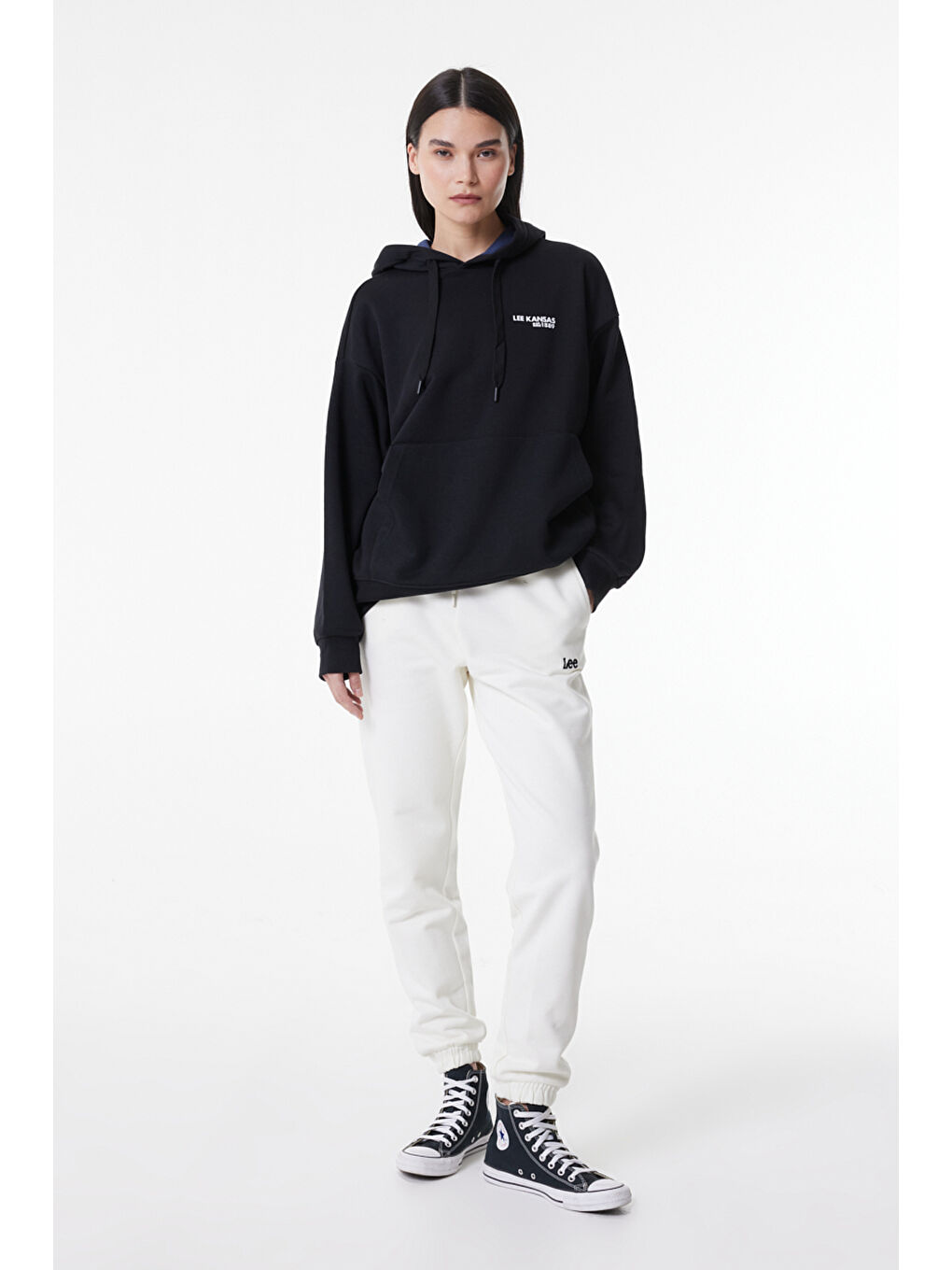 Regular Fit Normal Kesim Kapüşonlu İçi Polarlı Siyah Sweatshirt-2