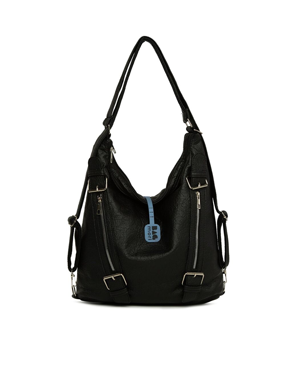 Siyah Yumuşak Dokulu Kemer Detaylı Askılı ve Sırt Salaş Çanta