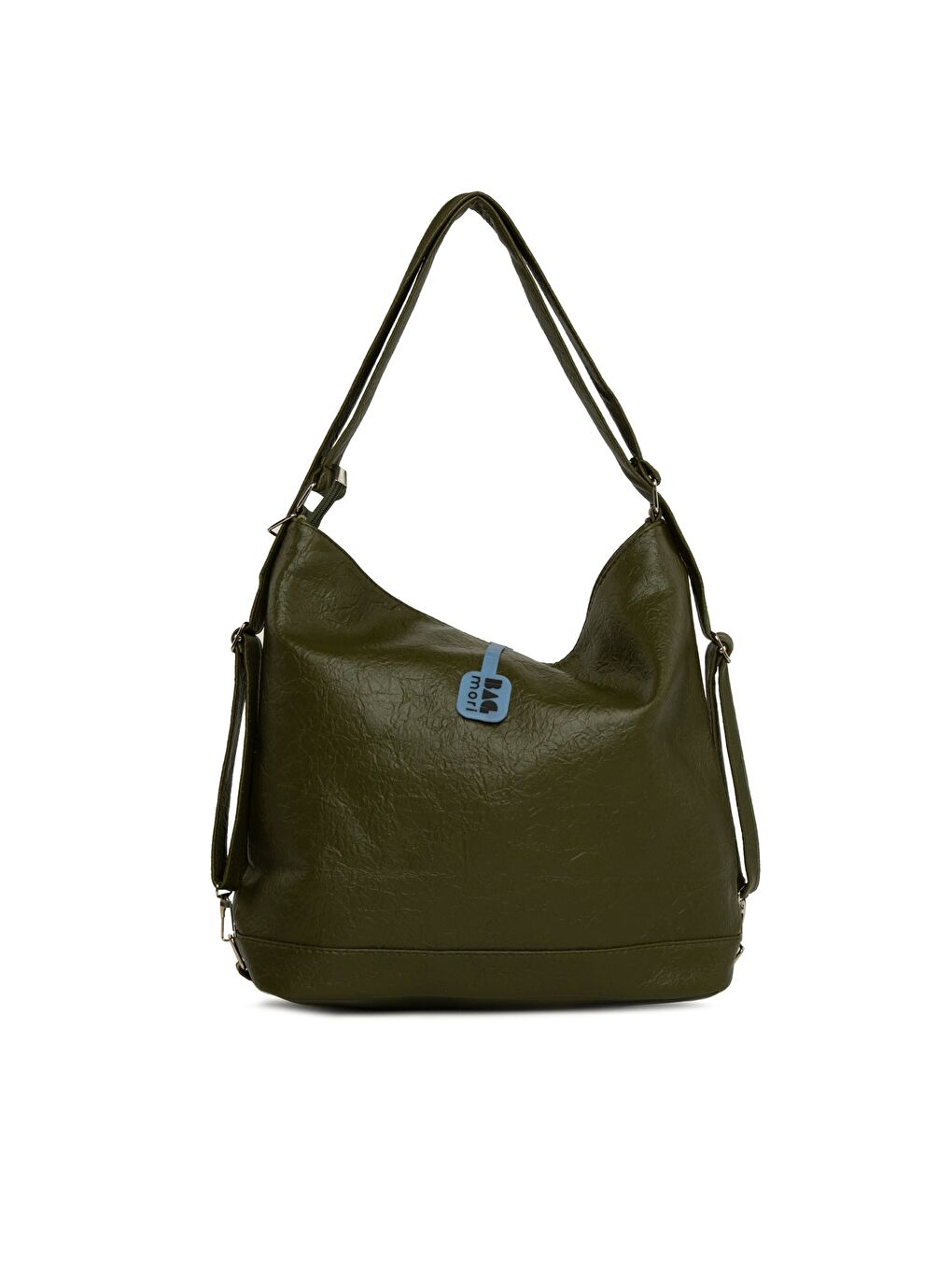 Haki Yumuşak Dokulu Çift Çapraz Fermuarlı Askılı ve Sırt Salaş Çanta-2