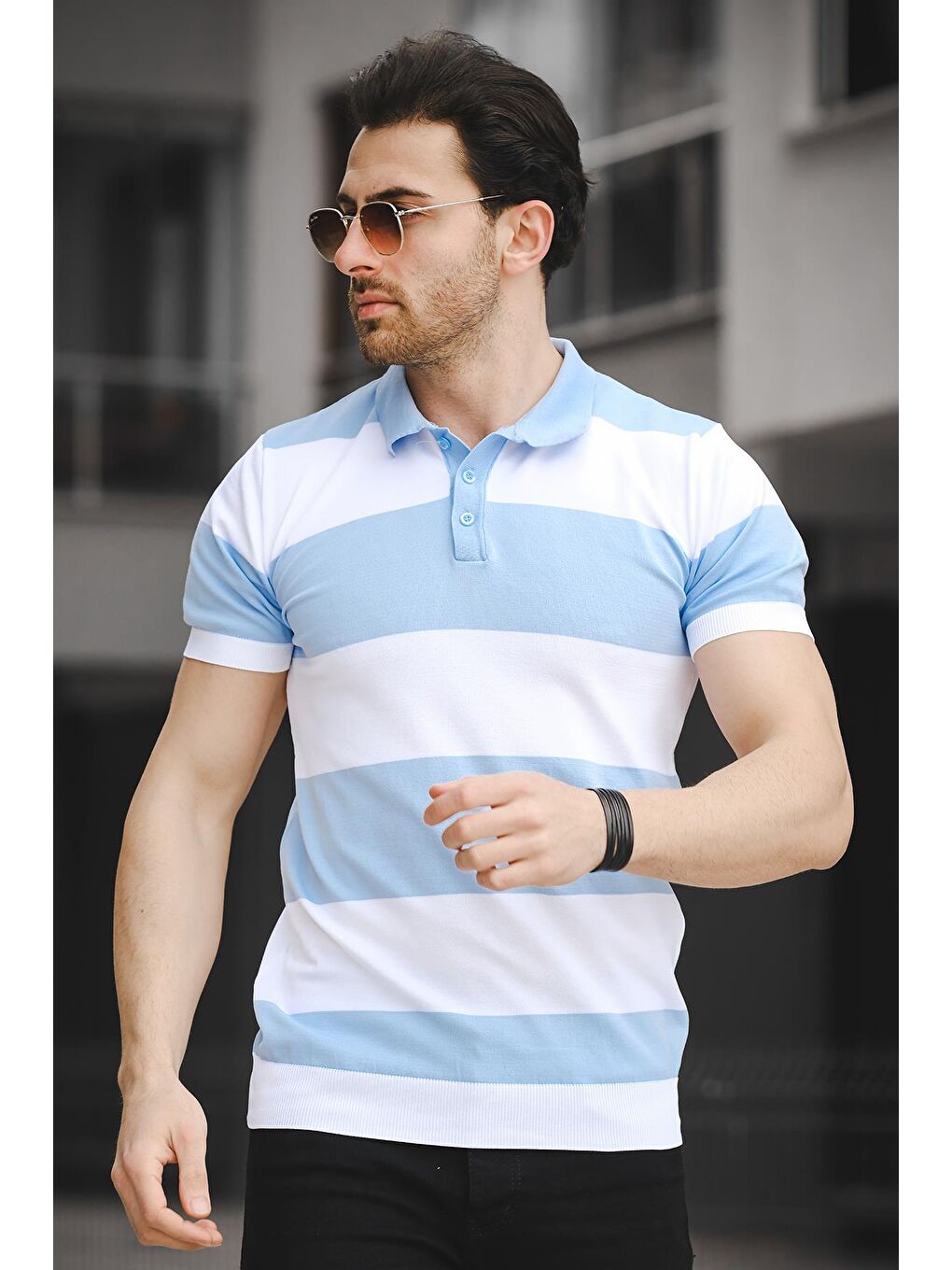 Turkuaz Ht 340016 Çift Renk Bisiklet Yaka Erkek Triko Tişört