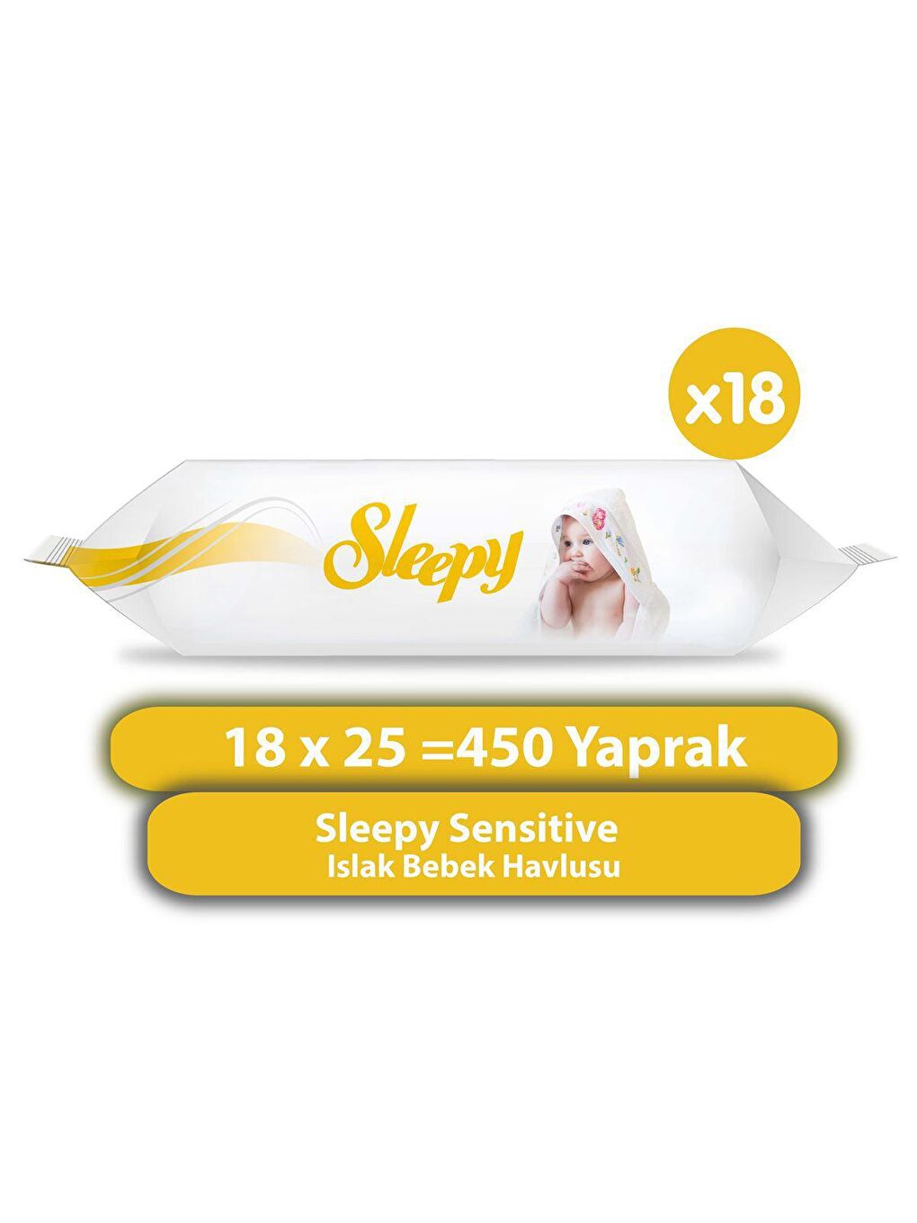 Sleepy Beyaz Sensitive Islak Bebek Havlusu 18x25 (450 Yaprak)