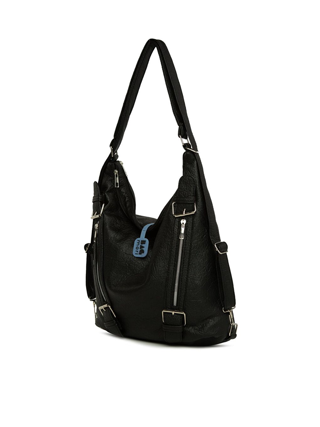 Siyah Yumuşak Dokulu Kemer Detaylı Askılı ve Sırt Salaş Çanta-1