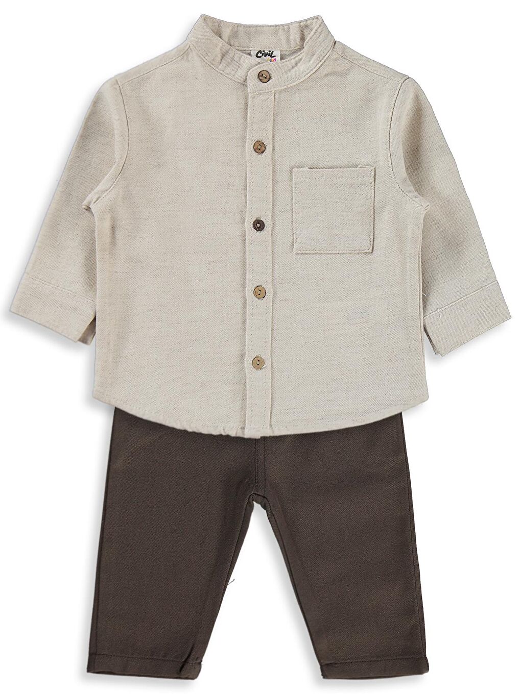Baby Gömlekli 6-18 Ay Takım - Kahverengi