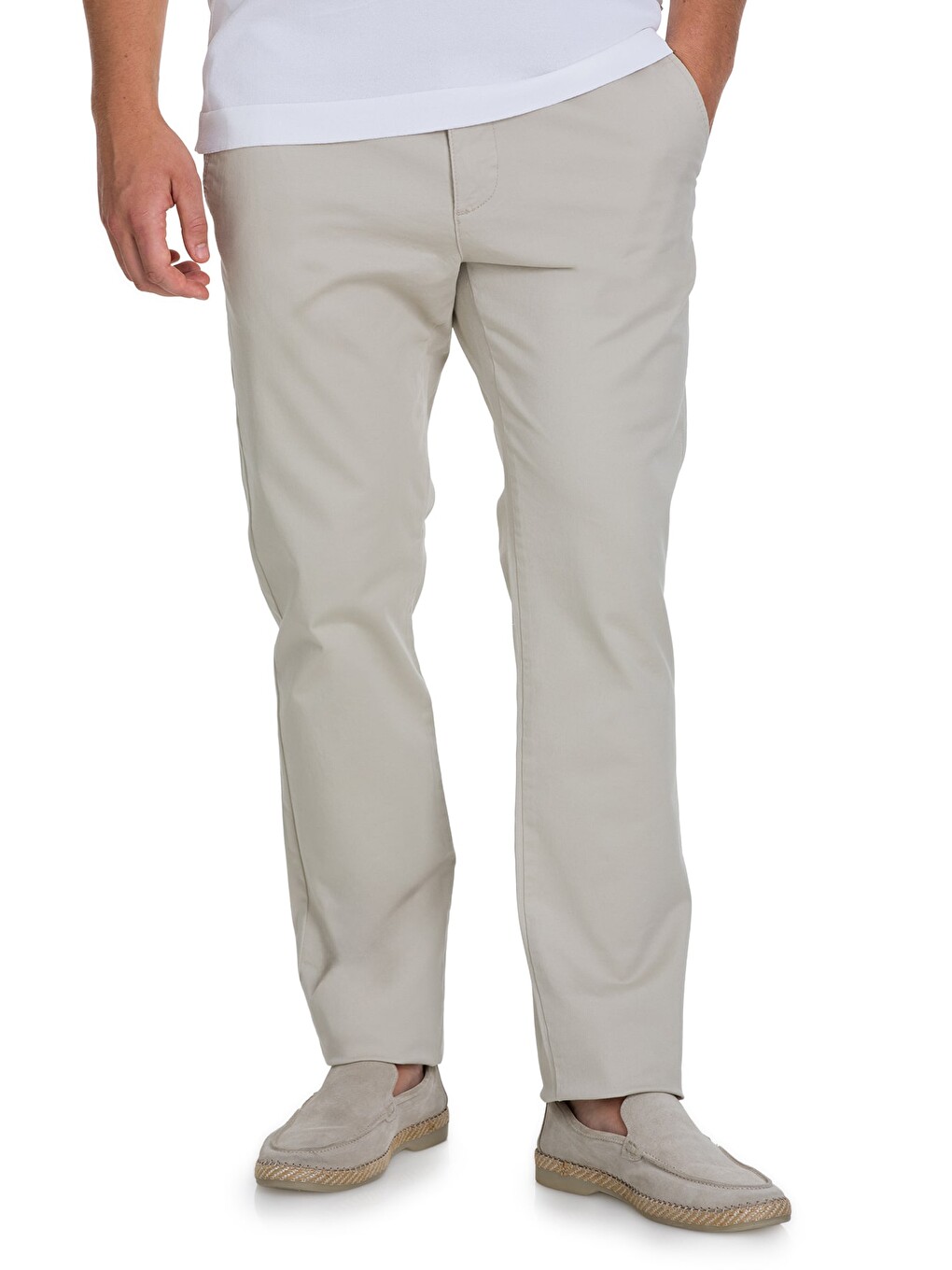 Bej Regular Fit Yandan Cepli Kanvas Pantolon
