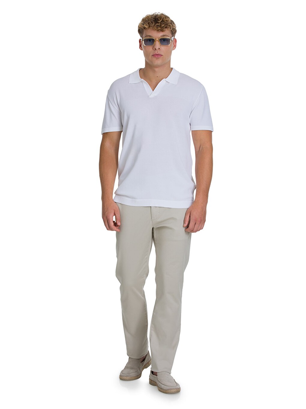 Bej Regular Fit Yandan Cepli Kanvas Pantolon-1