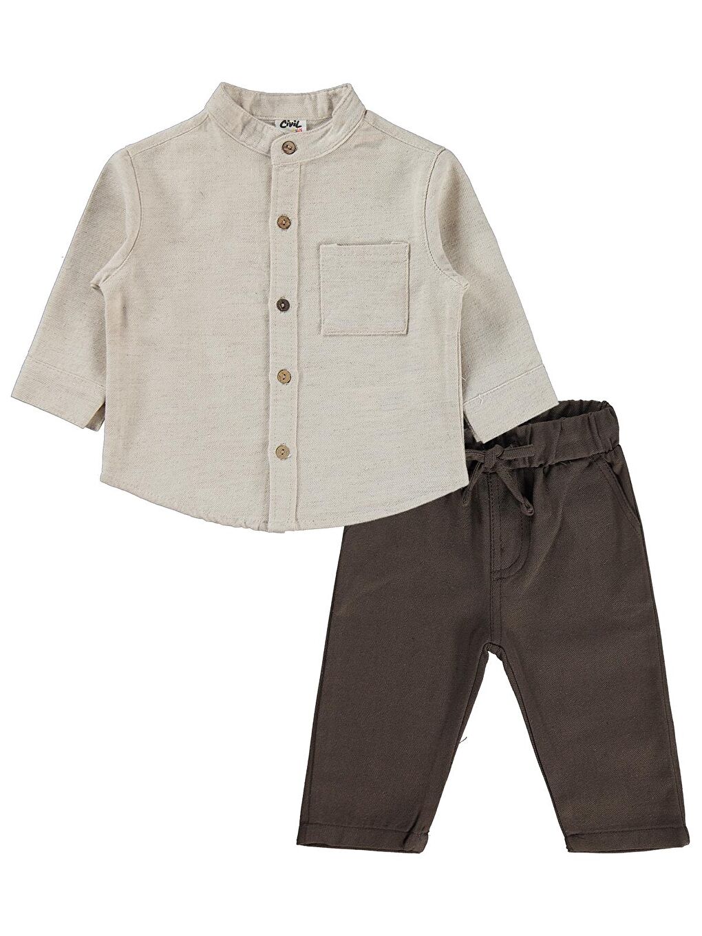 Baby Gömlekli 6-18 Ay Takım - Kahverengi-1