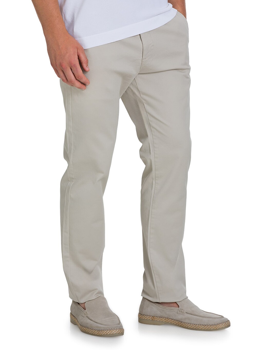 Bej Regular Fit Yandan Cepli Kanvas Pantolon-2