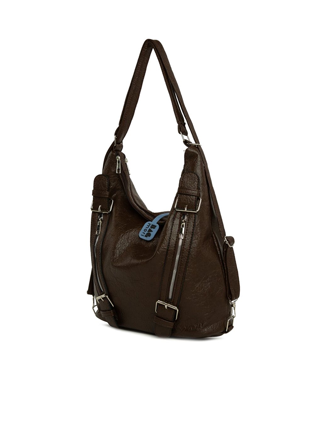 Kahverengi Yumuşak Dokulu Kemer Detaylı Askılı ve Sırt Salaş Çanta-1