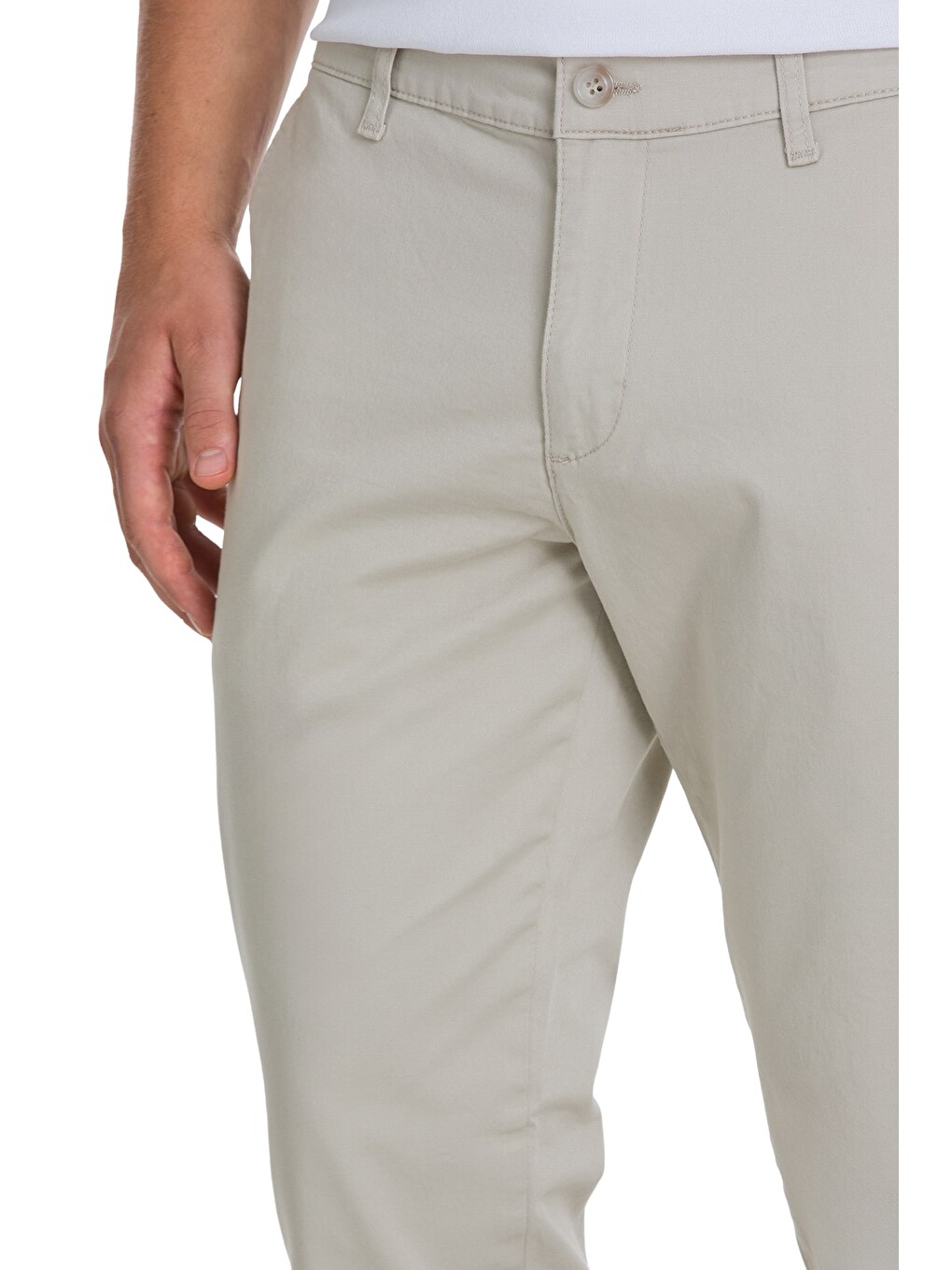Bej Regular Fit Yandan Cepli Kanvas Pantolon-3