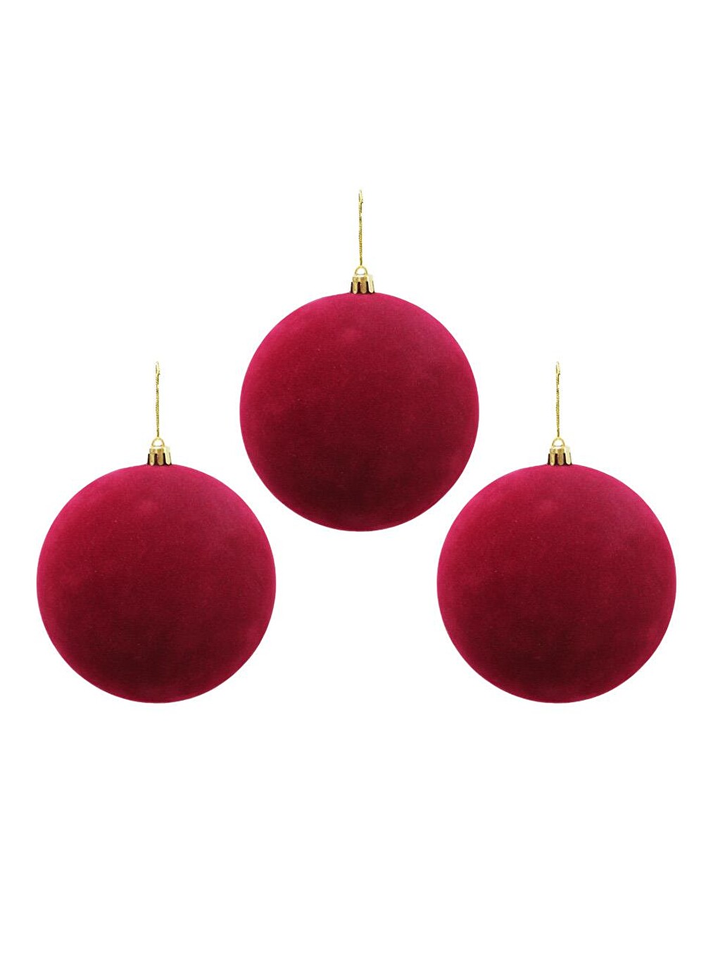 Kadife Yılbaşı Topu – Çam Ağacı Süsü Bordo 12 Cm 3'lü-1