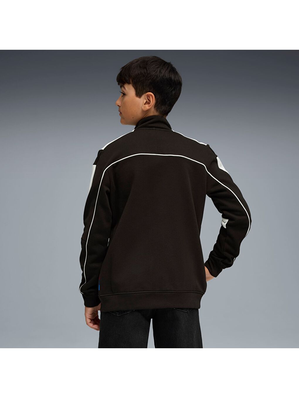 Siyah BMW M Motorsport MT7+ Genç Fermuarlı Sweatshirt-2