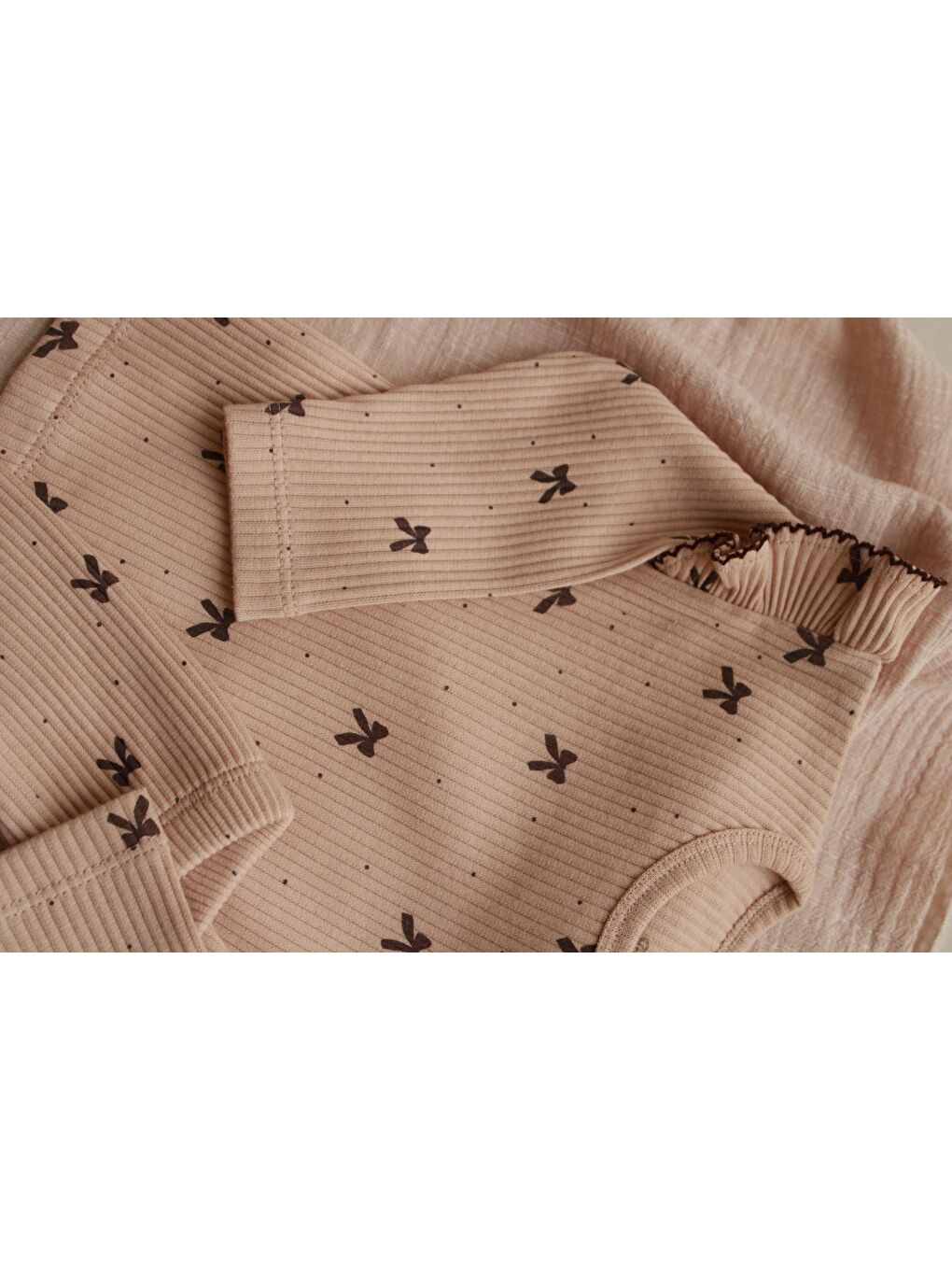 Kahverengi Kurdele Baskılı Fancy Girls Alt Üst Takım-3