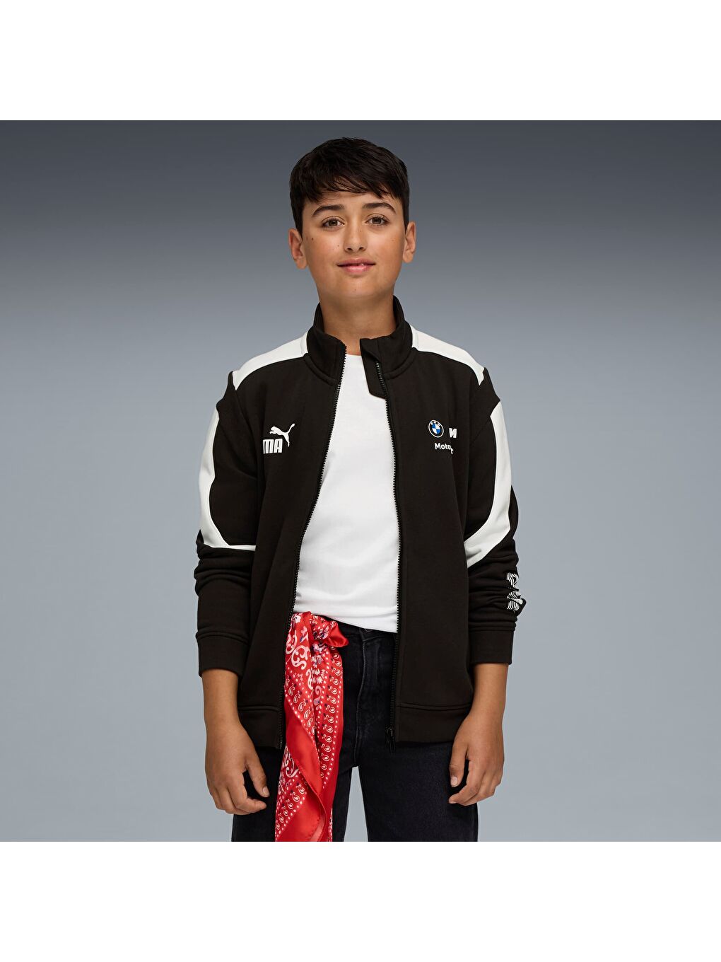 Siyah BMW M Motorsport MT7+ Genç Fermuarlı Sweatshirt-4