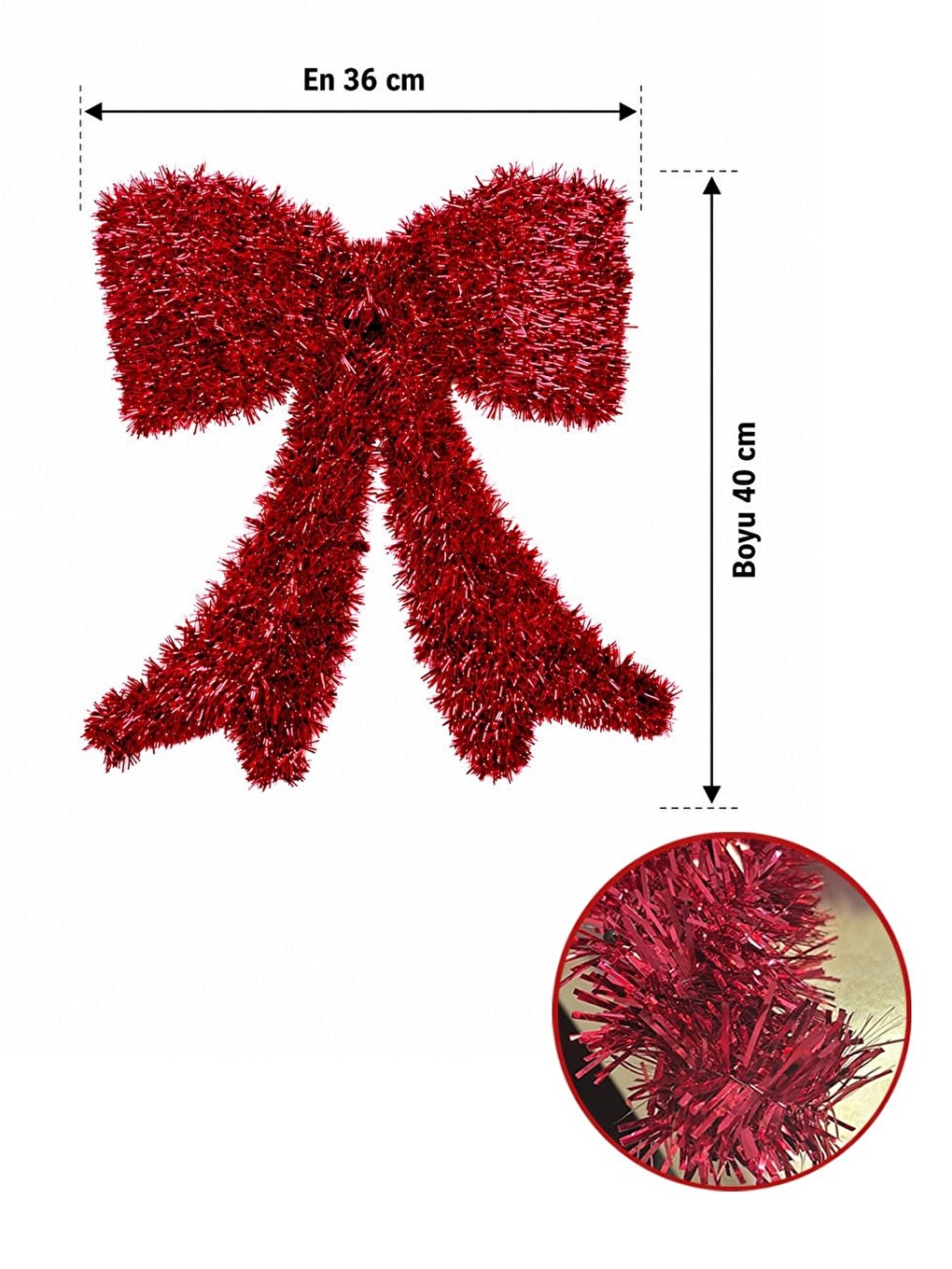 Yılbaşı Dekoru Kırmızı Fiyonk  –  kapı, Duvar Ve Ağaç Süsü 45 Cm-2