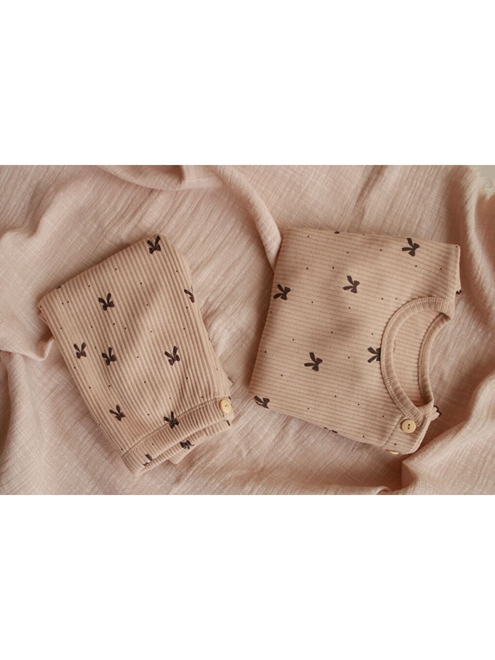 Kahverengi Kurdele Baskılı Fancy Girls Alt Üst Takım-6