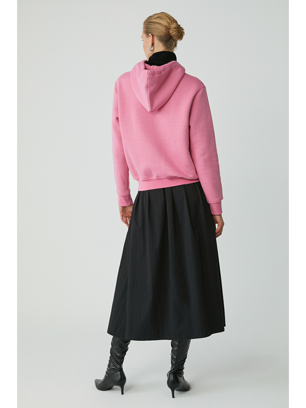 Diane Kadın İçi Polarlı Yumuşacık Comfort Fit Kapüşonlu Pembe Sweatshirt-5