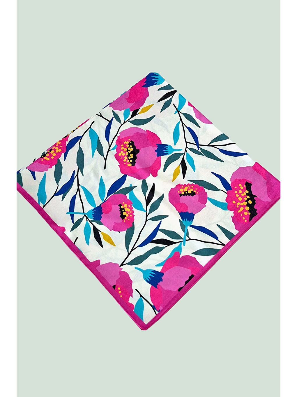 Kadın Desenli Bandana Fular 010187 - Fuşya