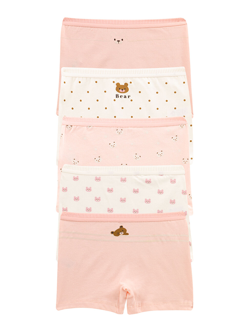 Karışık Kız Çocuk Soft Renk Pamuklu Boxer 5'li Paket-1