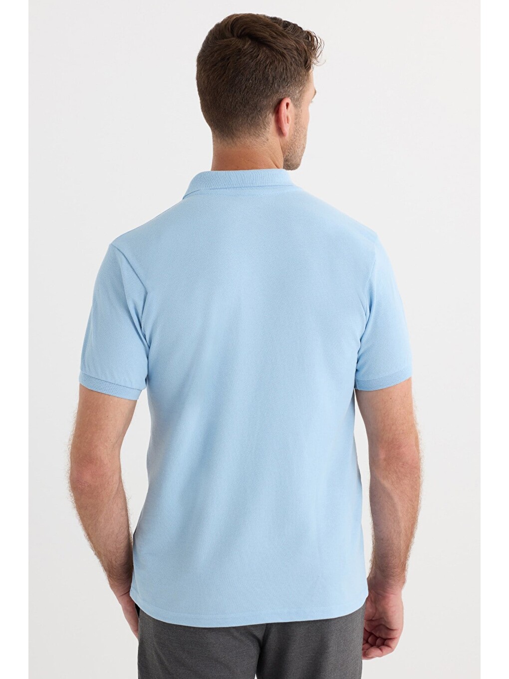 Erkek Slim Fit Dar Kesim Premium Seri %100 Pamuk Yumuşak Dokulu Merserize Mavi Polo Yaka Tişört-5