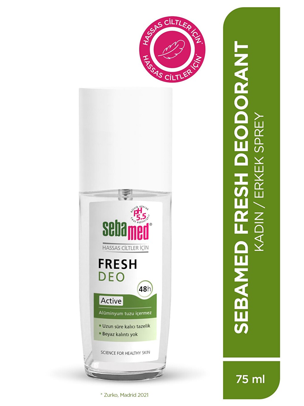 Fresh Active Ferahlık Deo 75 Ml Hassas Ciltler İçin Aluminyumsuz 48 Saat Koruma