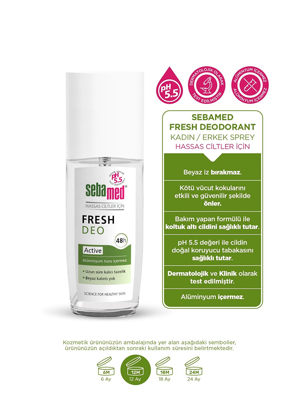 Fresh Active Ferahlık Deo 75 Ml Hassas Ciltler İçin Aluminyumsuz 48 Saat Koruma-1