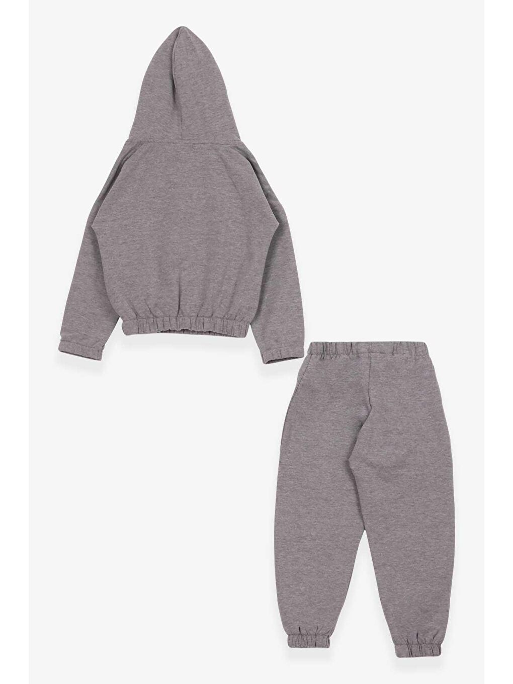 Kız Çocuk Eşofman Takımı Beli Lastikli Koyu Gri Melanj (3-7 Yaş)-1
