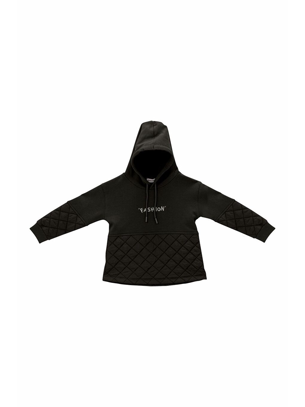 Kız Çocuk Nakış Detaylı Kapitoneli Sweatshirt - Siyah-3