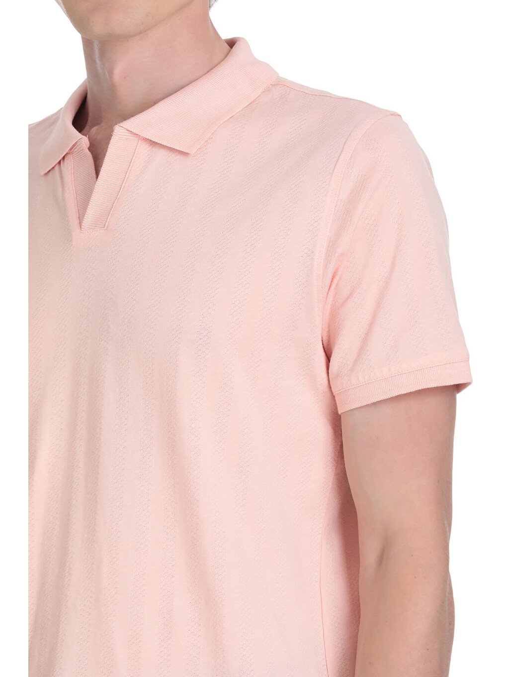 Pembe Regular Fit Apaş Yaka Pamuklu Tişört-3