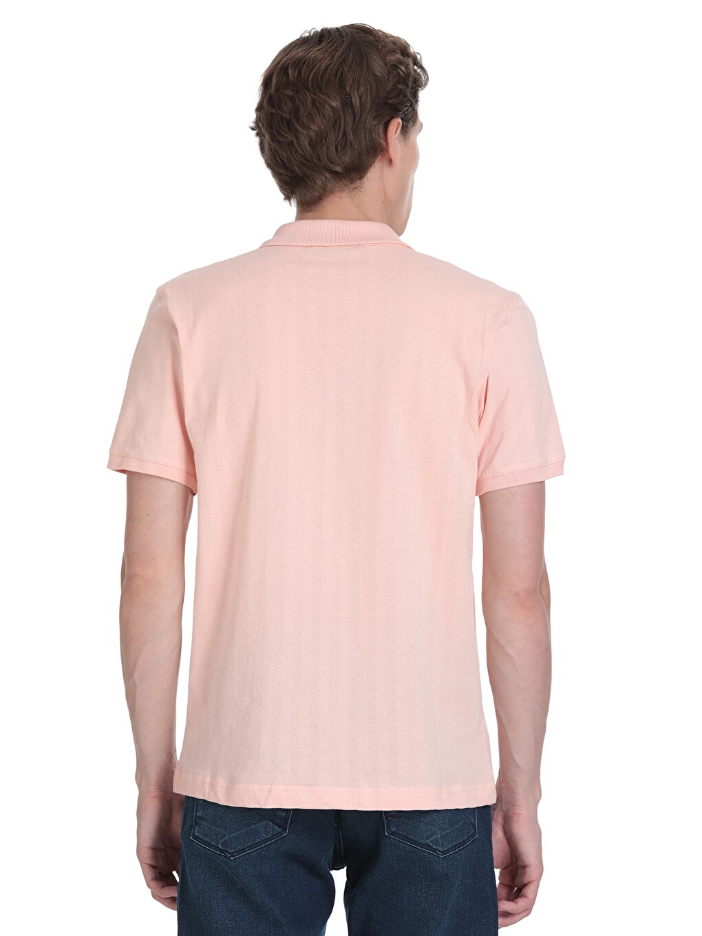 Pembe Regular Fit Apaş Yaka Pamuklu Tişört-4